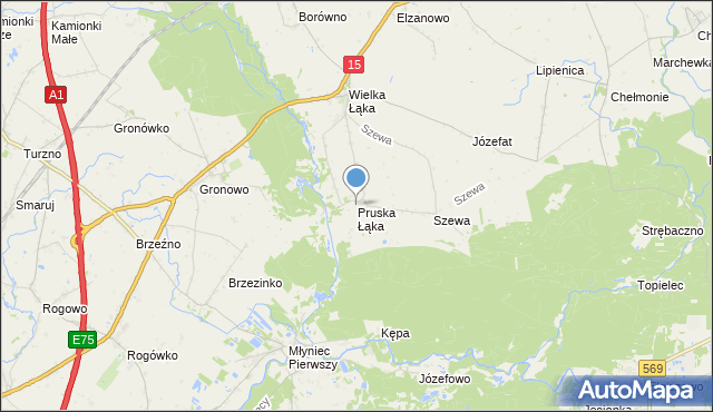 mapa Pruska Łąka, Pruska Łąka na mapie Targeo